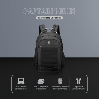 Captain Laptop Backpack in Black