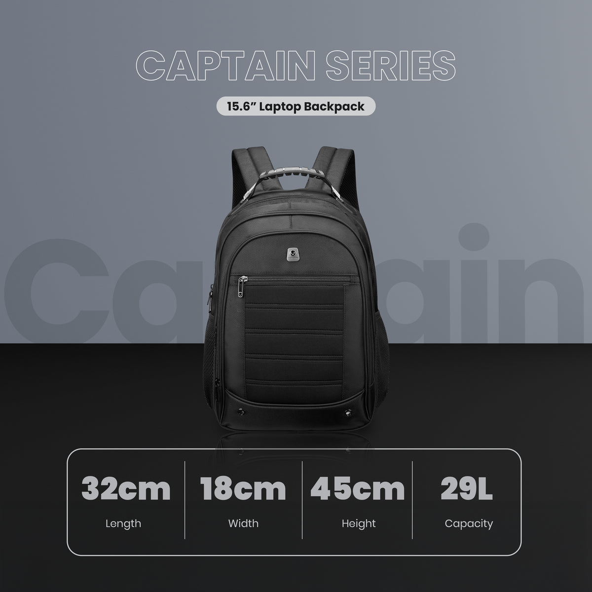Captain Laptop Backpack in Black