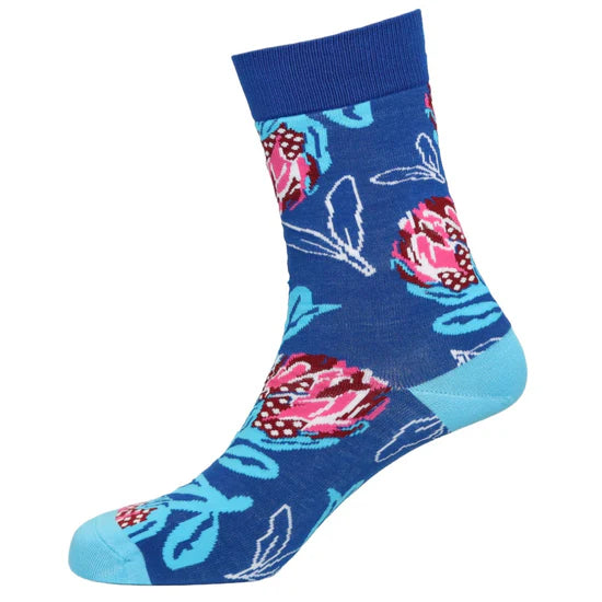 Blue Protea Bamboo Socks