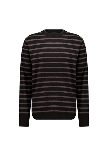 Shot Stripe Cotton Pullover in Black