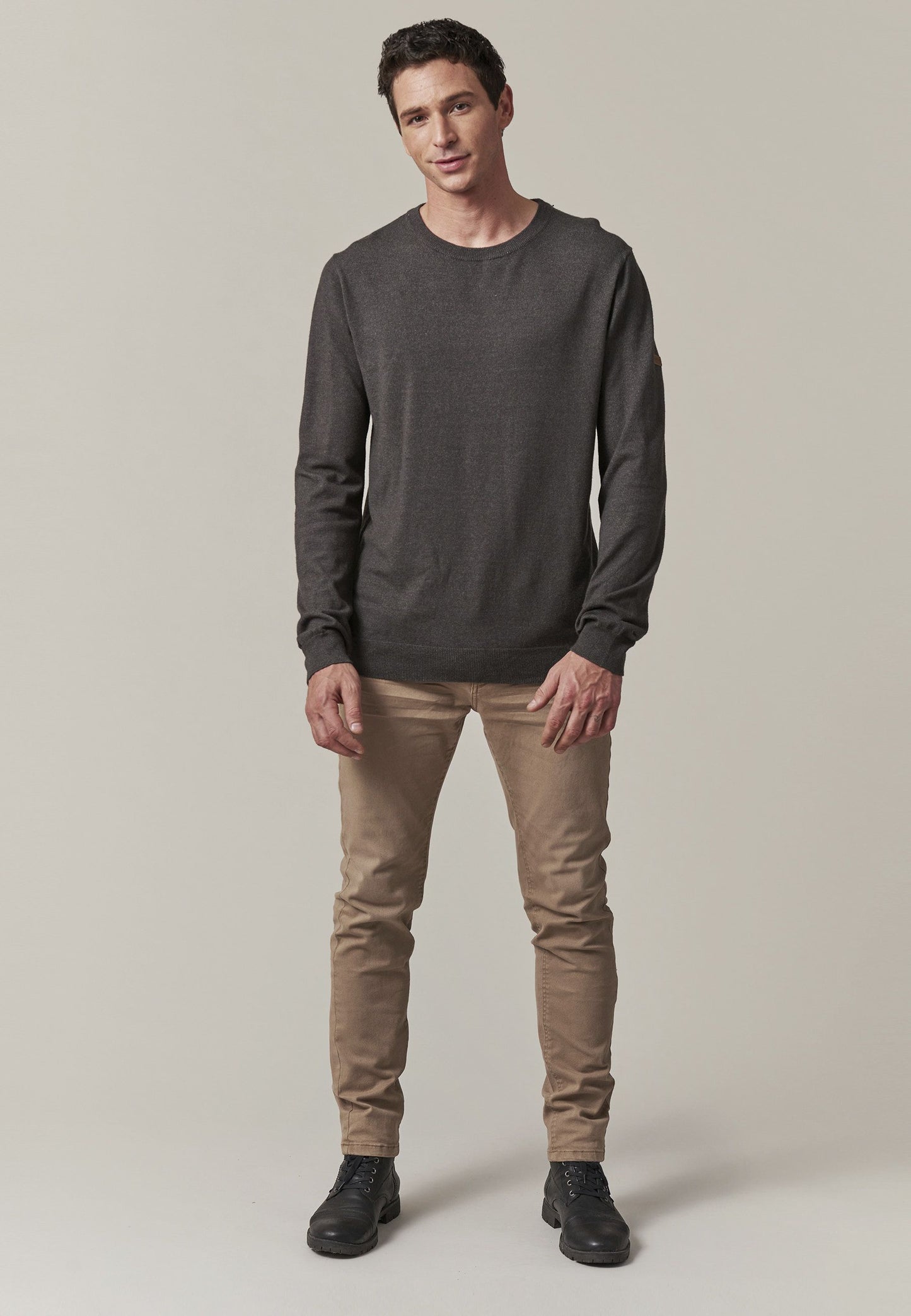 Shotson Cotton Pullover in Dark Grey Melange