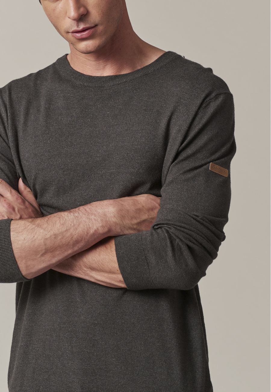 Shotson Cotton Pullover in Dark Grey Melange