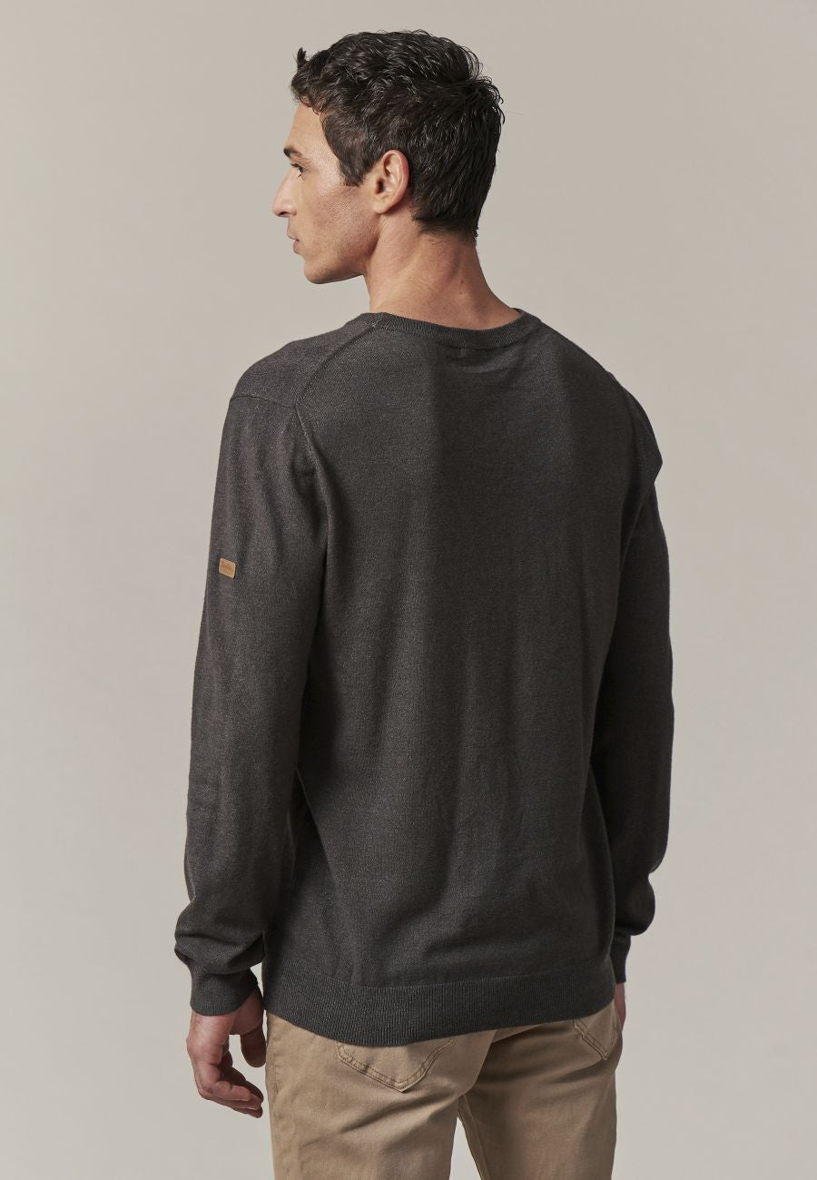 Shotson Cotton Pullover in Dark Grey Melange