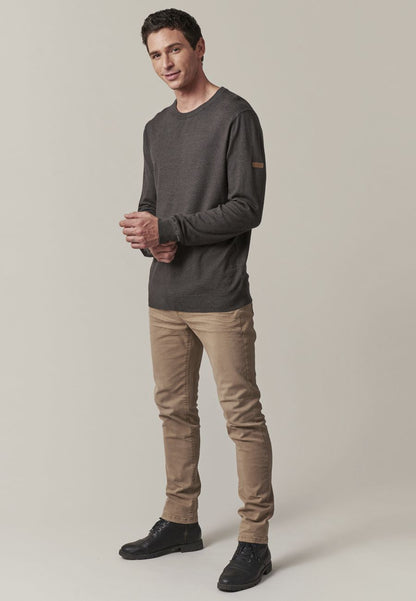 Shotson Cotton Pullover in Dark Grey Melange