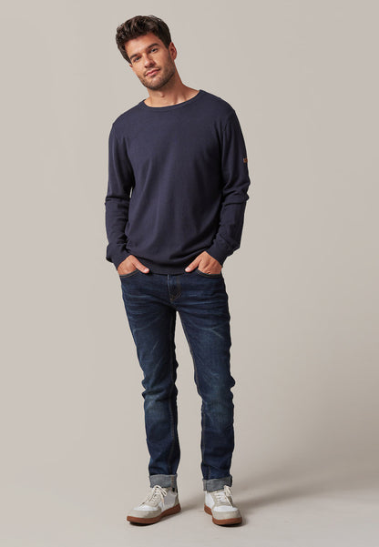 Shotson Cotton Pullover in Night Blue