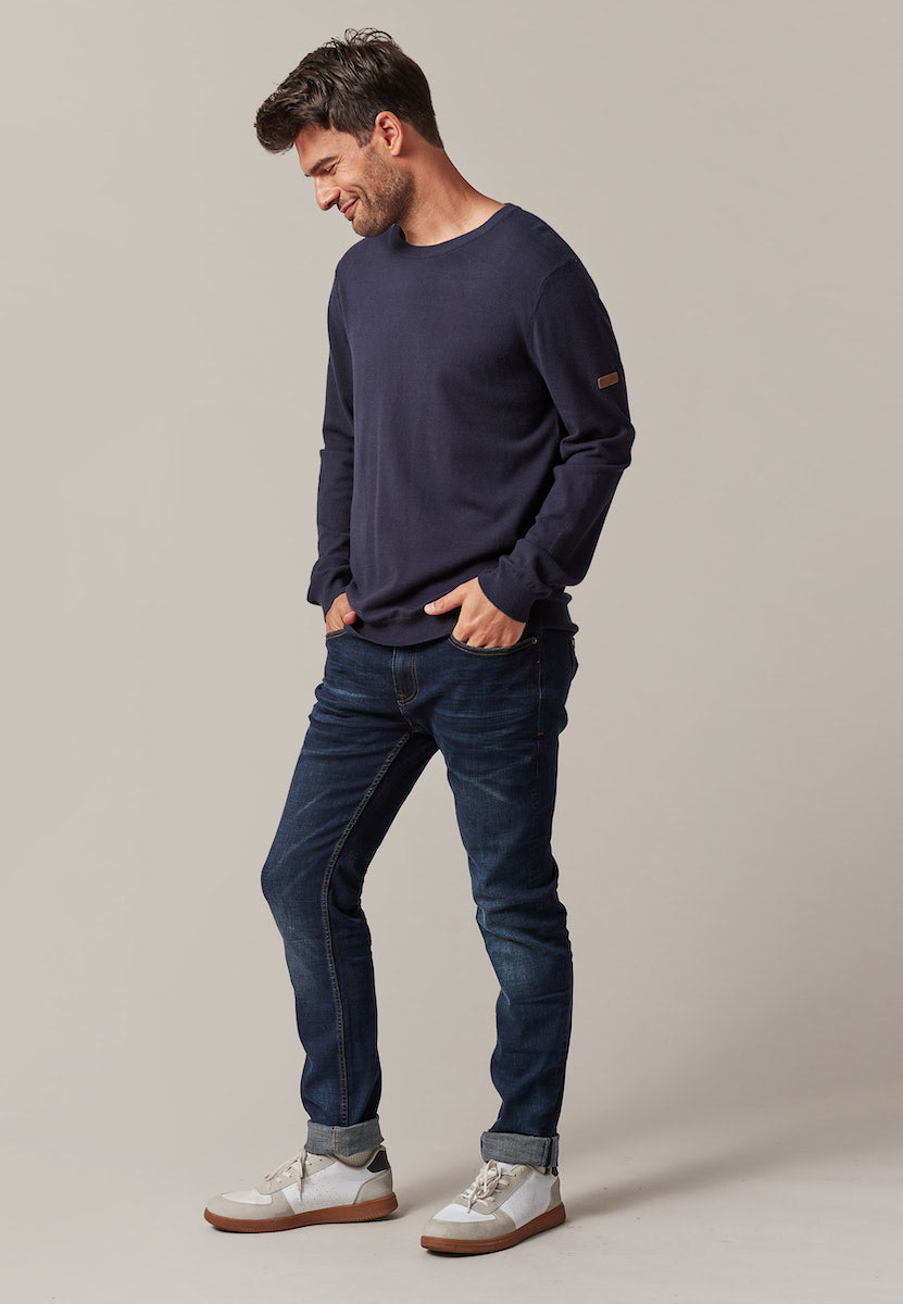 Shotson Cotton Pullover in Night Blue