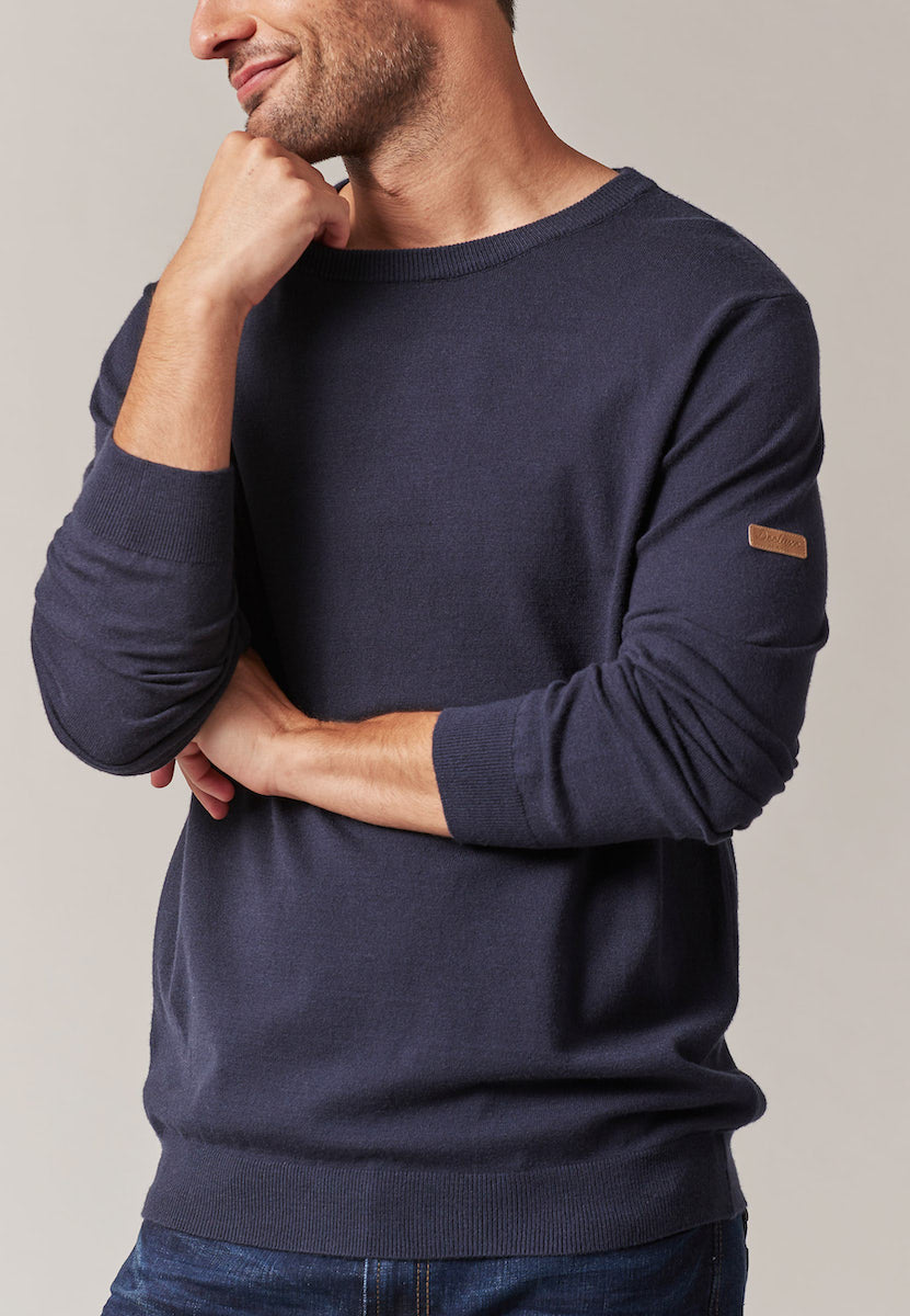 Shotson Cotton Pullover in Night Blue