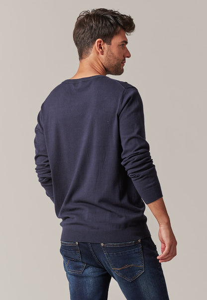 Shotson Cotton Pullover in Night Blue