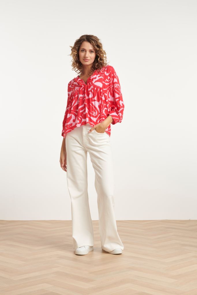 Floral Baroque Top in Pink/Red