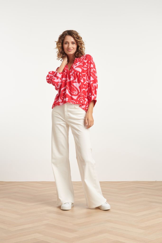 Floral Baroque Top in Pink/Red