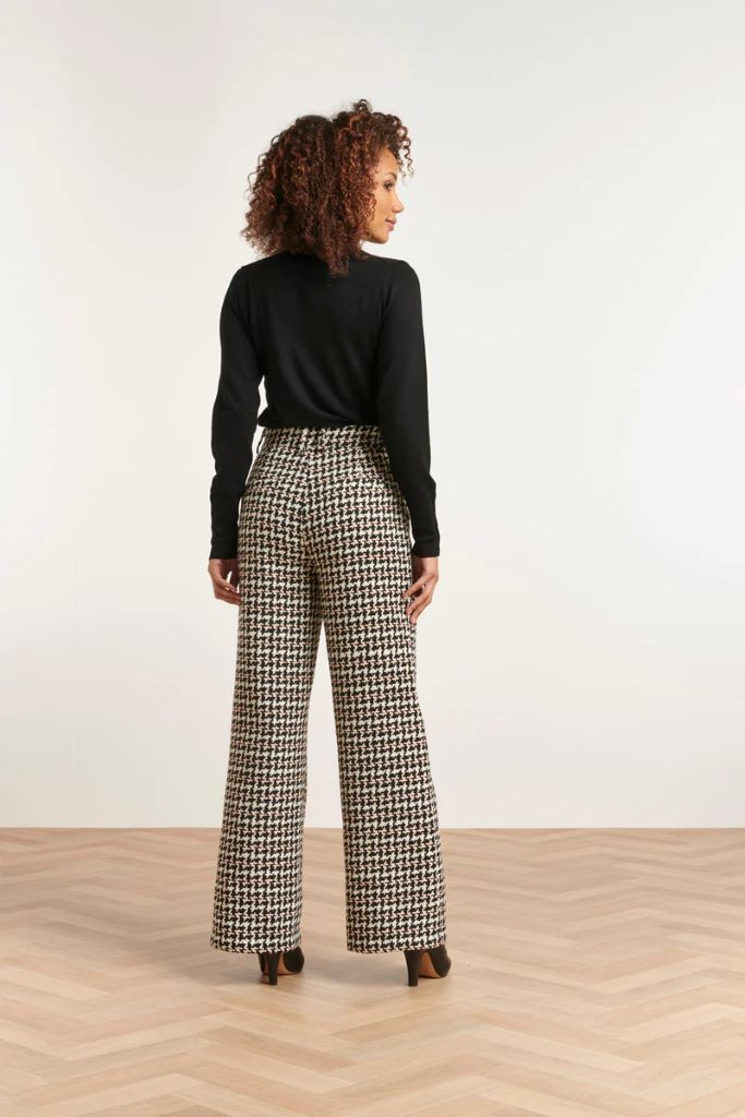 Houndstooth Wide Leg Trousers