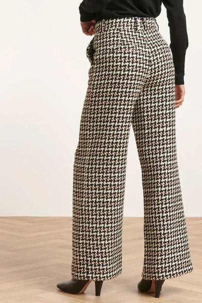 Houndstooth Wide Leg Trousers