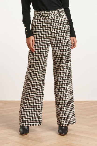 Houndstooth Wide Leg Trousers
