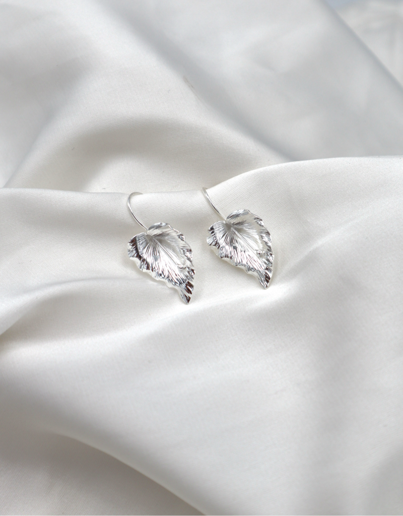 Sterling Silver Brushed Lily Hanging Earrings