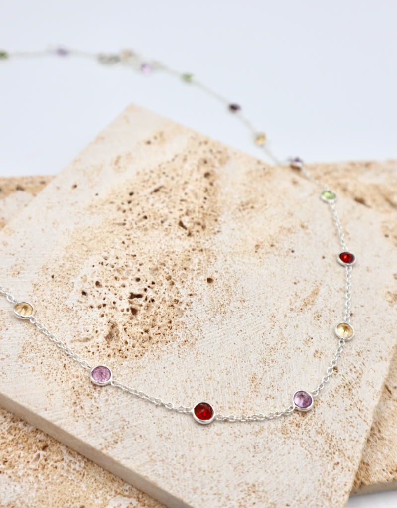 Sterling Silver Faceted Charm Necklace