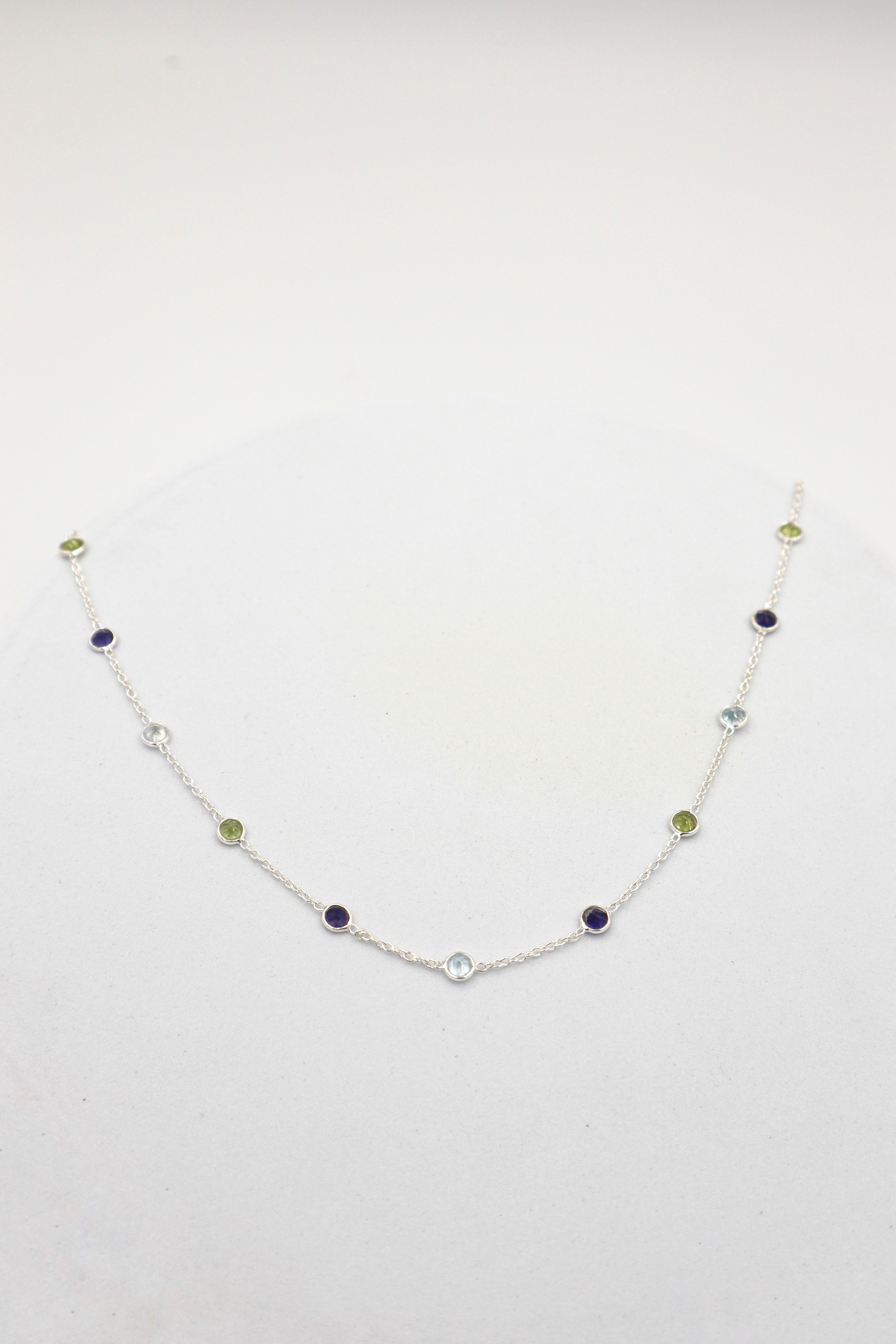 Sterling Silver Faceted Charm Necklace