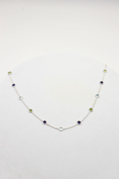 Sterling Silver Faceted Charm Necklace