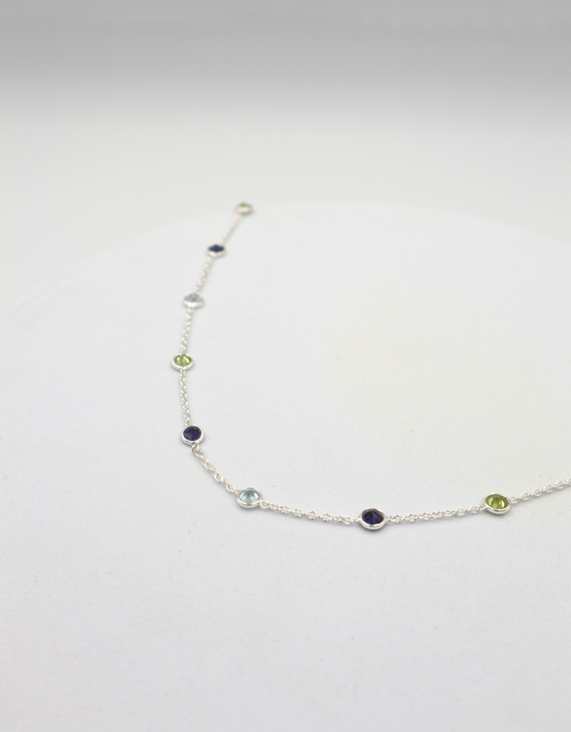 Sterling Silver Faceted Charm Necklace