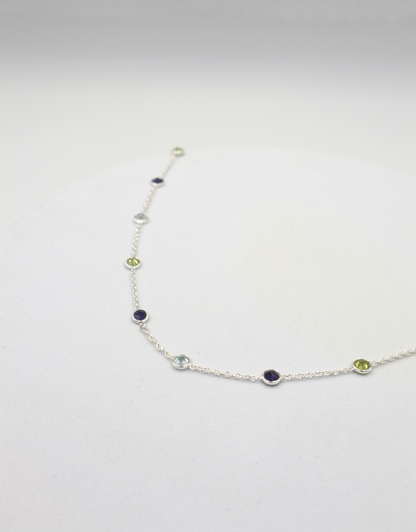 Sterling Silver Faceted Charm Necklace