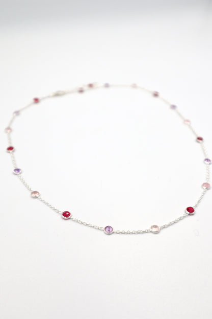 Sterling Silver Faceted Charm Necklace