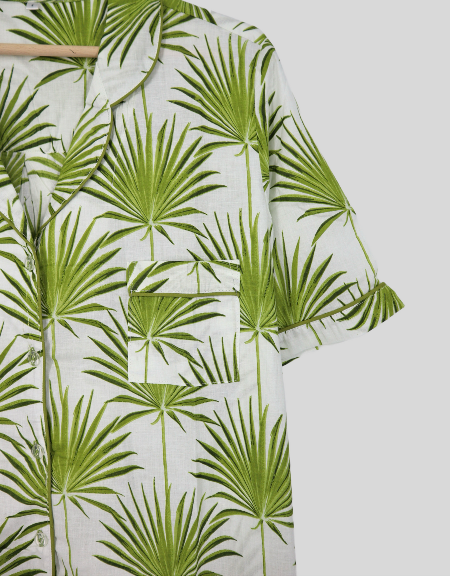 Short Sleeve Green Leaves Sleep Shirt