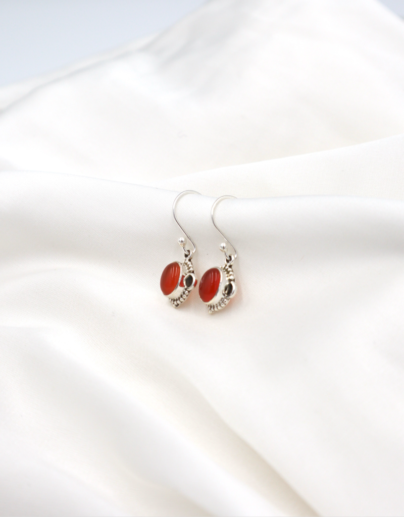 Sterling Silver Zuri Hanging Carnelian Earrings