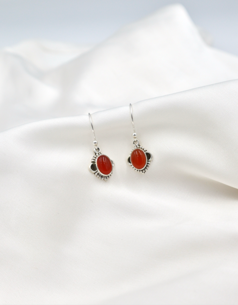 Sterling Silver Zuri Hanging Carnelian Earrings