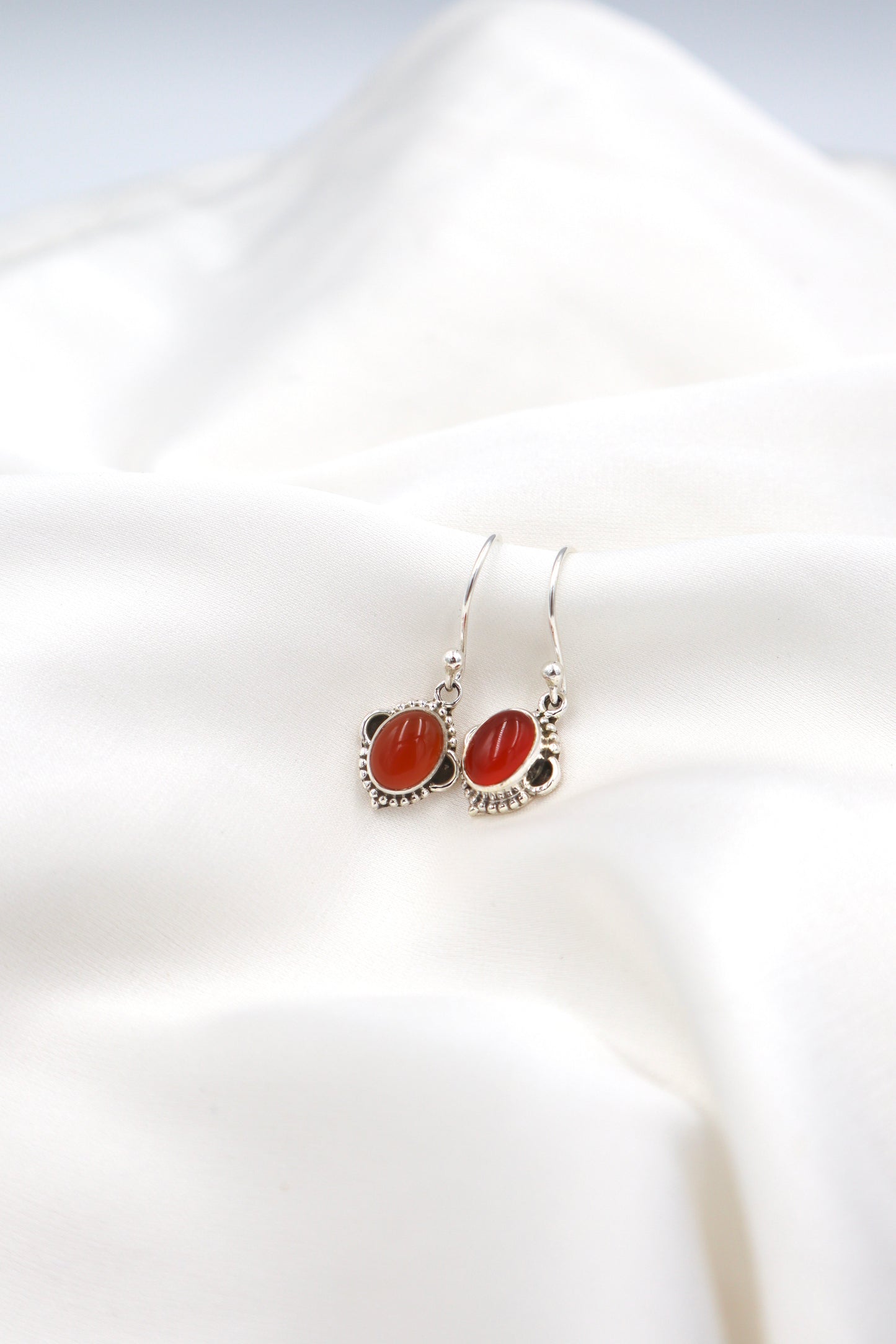 Sterling Silver Zuri Hanging Carnelian Earrings