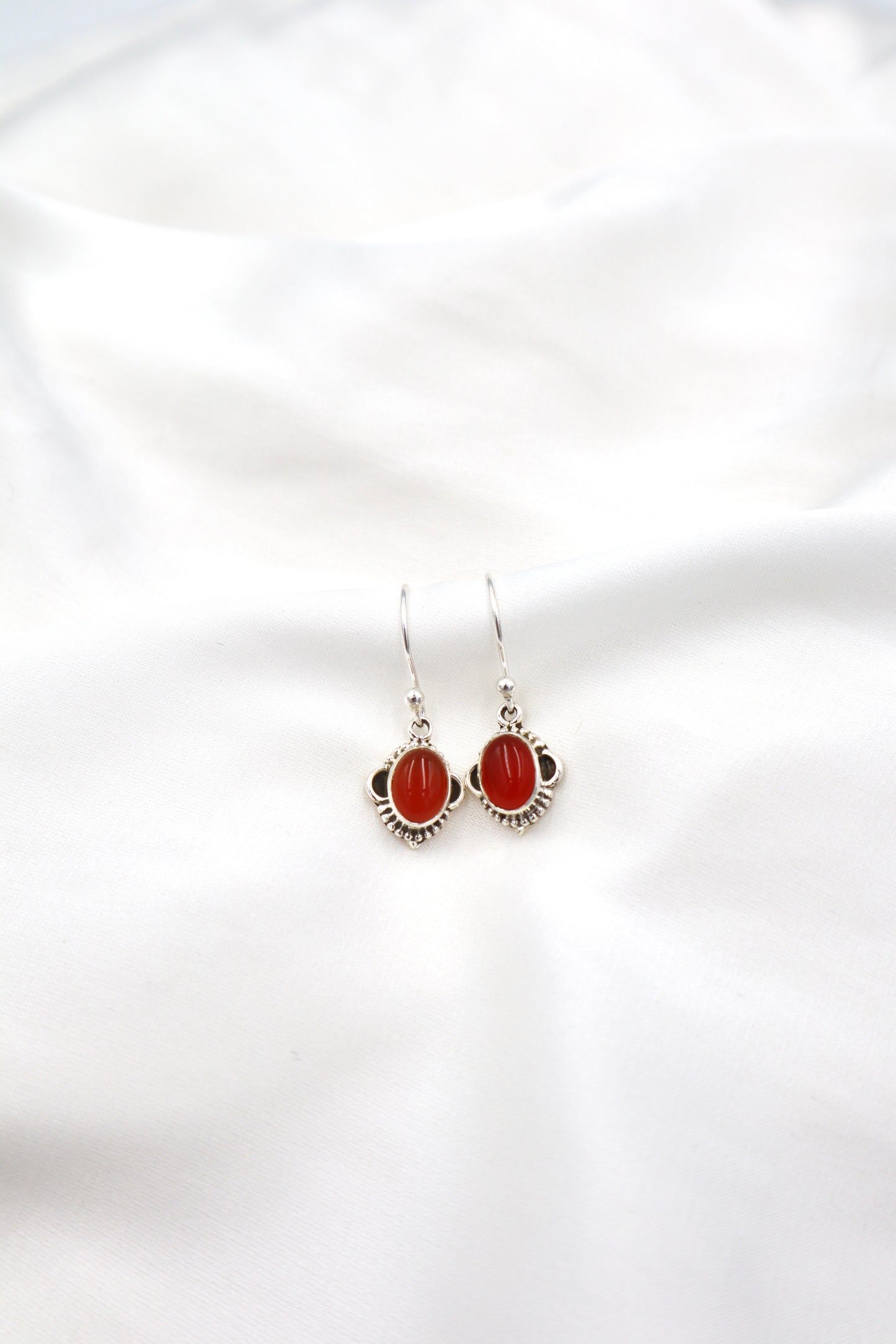 Sterling Silver Zuri Hanging Carnelian Earrings