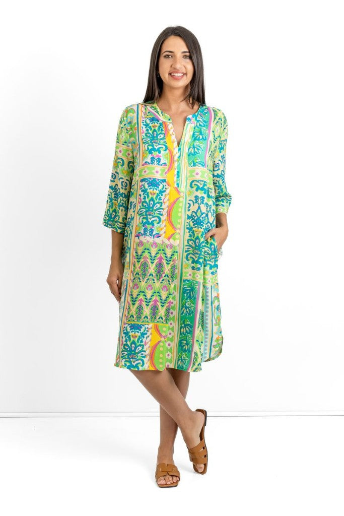 Sophia Classic Mandarin Shift Dress in Jaipur Dreams