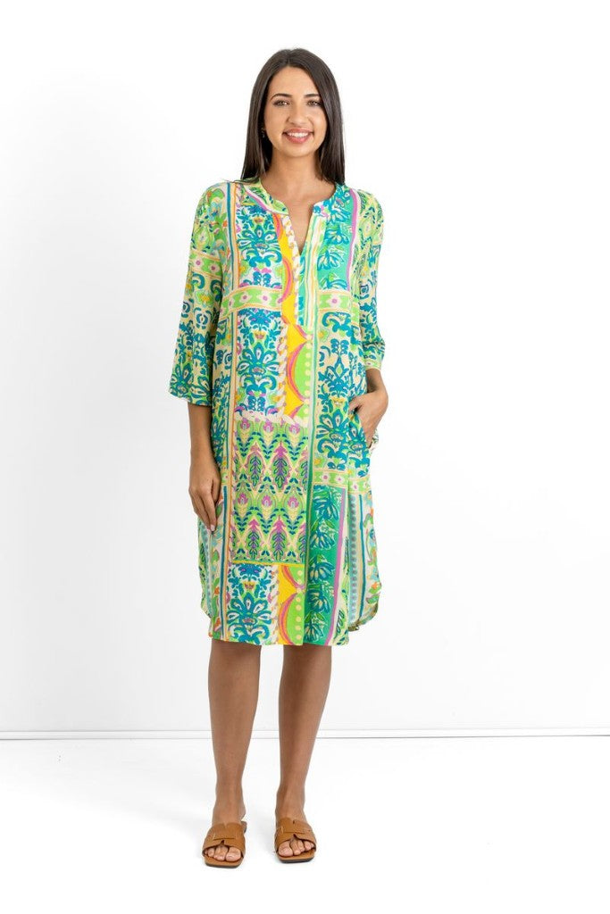 Sophia Classic Mandarin Shift Dress in Jaipur Dreams