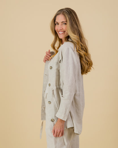 Linen Utility Jacket in Natural