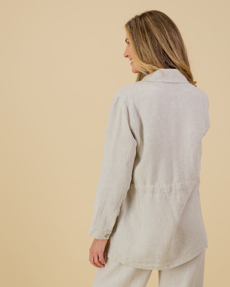 Linen Utility Jacket in Natural