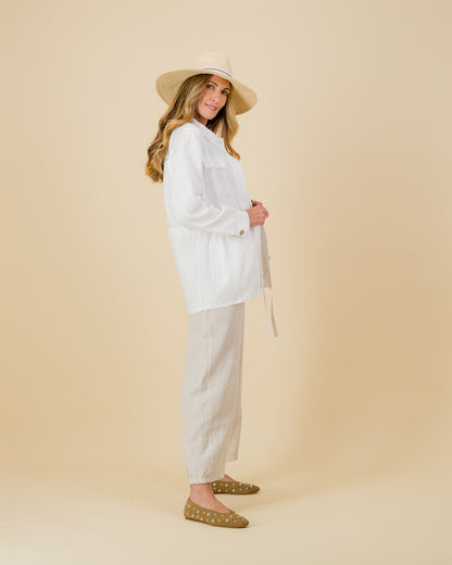 Linen Utility Jacket in White