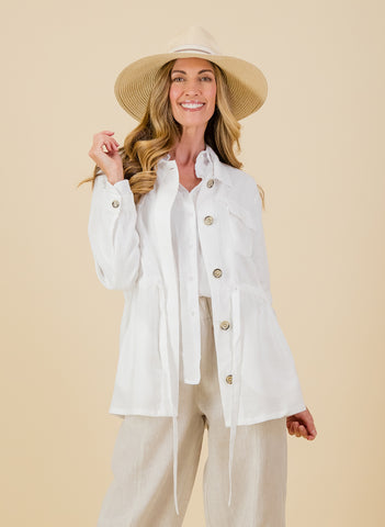 Linen Utility Jacket in White