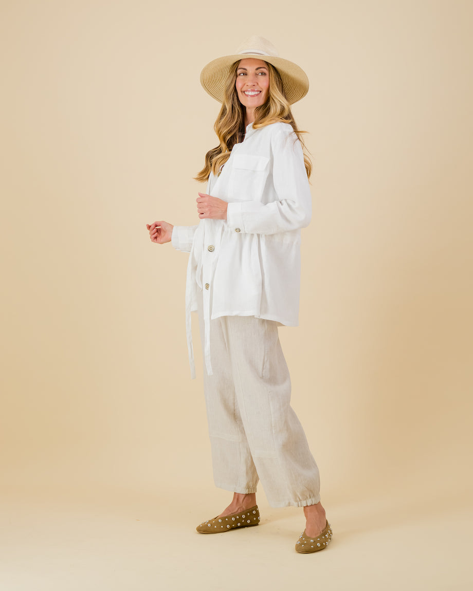 Linen Utility Jacket in White