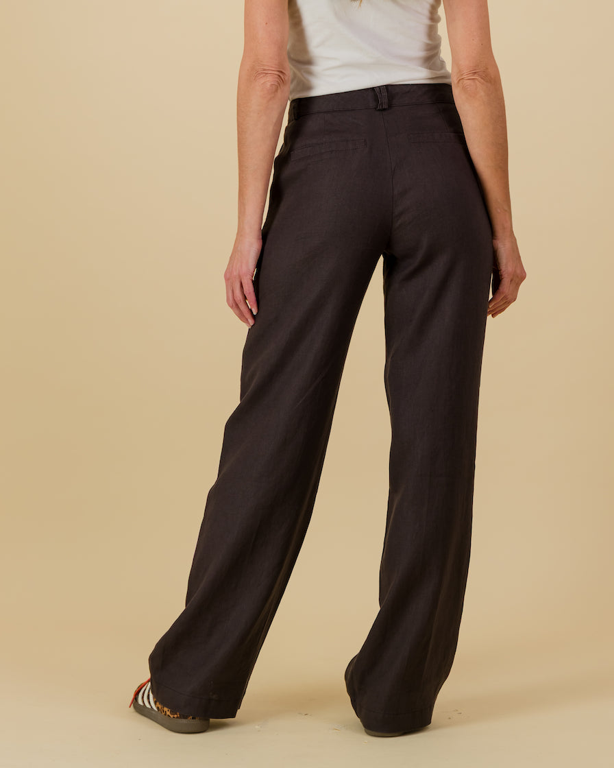 Linen Wide Leg Pants in Chestnut