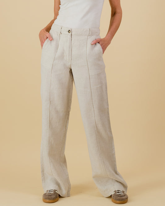 Linen Wide Leg Pants in Natural