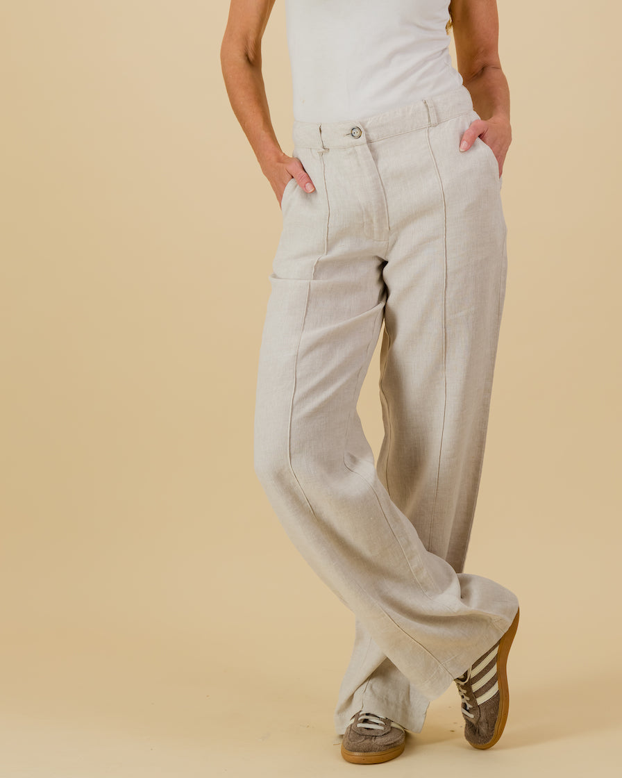 Linen Wide Leg Pants in Natural