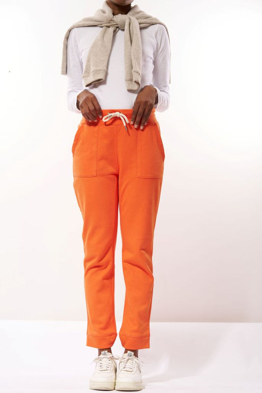Cotton Fleece Track Pants in Orange