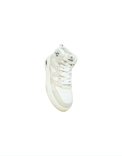 Captain Mid Cut Sneaker in White / Beige