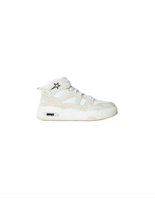Captain Mid Cut Sneaker in White / Beige