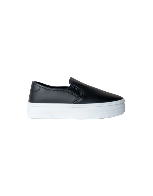 Blaire PU Platform Slip On Shoes in Black