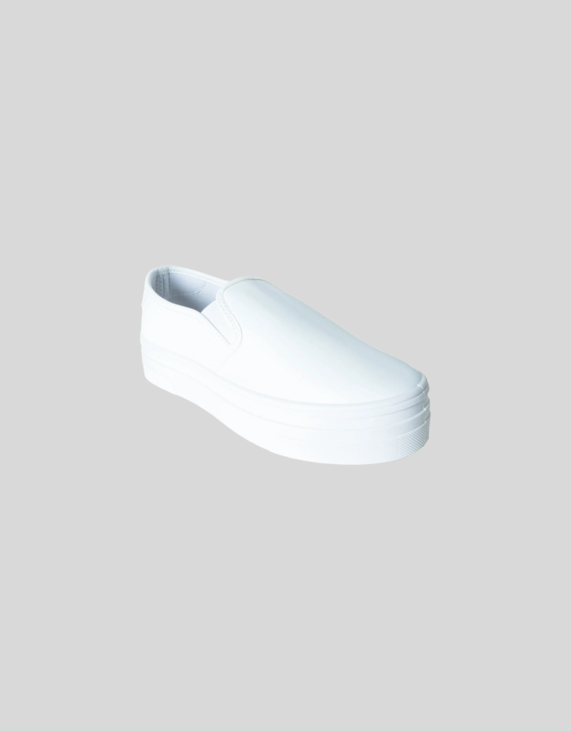Blaire PU Platform Slip On Shoes in White