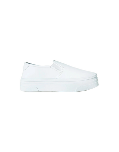 Blaire PU Platform Slip On Shoes in White