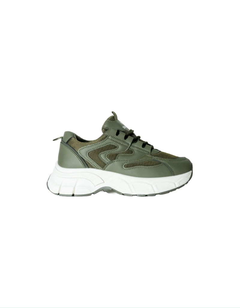 Evander Platform Sneaker in Dark Olive/Cream