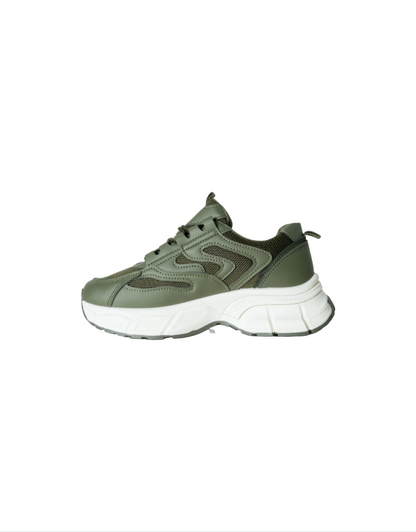 Evander Platform Sneaker in Dark Olive/Cream