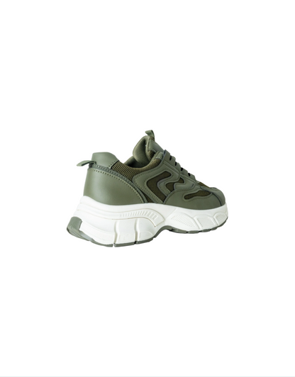 Evander Platform Sneaker in Dark Olive/Cream