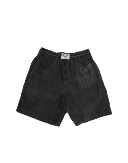 Elasticated Shorts in Washed Black