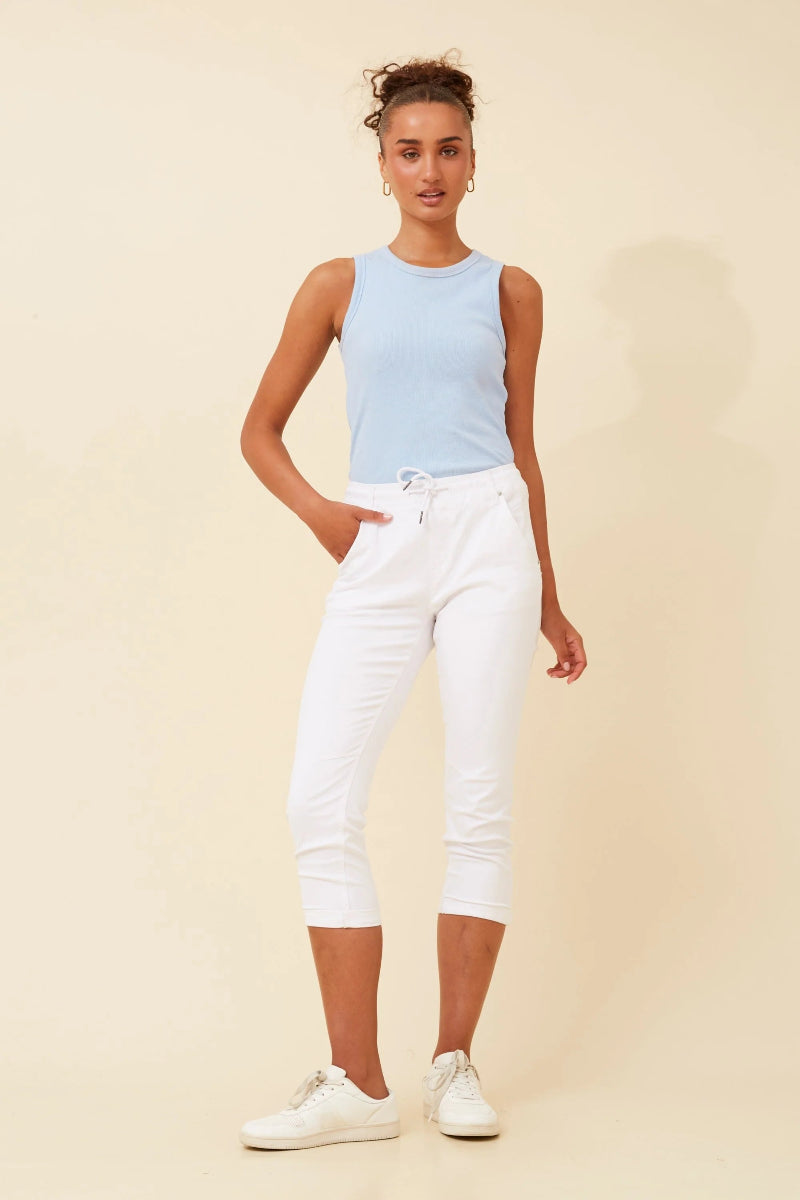 Drawcord Joggers in White